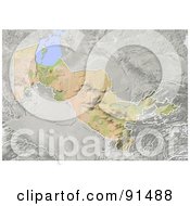 Poster, Art Print Of Shaded Relief Map Of Uzbekistan
