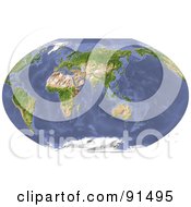 Poster, Art Print Of World Map Shaded Relief Centered On India