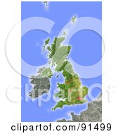 Shaded Relief Map Of United Kingdom