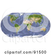 Poster, Art Print Of Shaded Relieve World Map