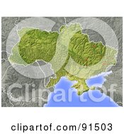 Royalty Free RF Clipart Illustration Of A Shaded Relief Map Of Ukraine by Michael Schmeling