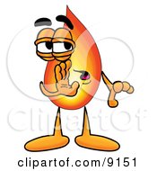 Clipart Picture Of A Flame Mascot Cartoon Character Whispering And Gossiping