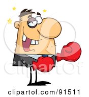 Royalty Free RF Clipart Illustration Of A Caucasian Boxer Businessman With A Black Eye And Missing Teeth