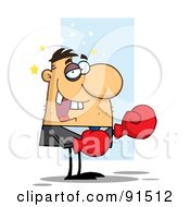 Royalty Free RF Clipart Illustration Of A Caucasian Boxer Businessman Seeing Stars With A Black Eye And Missing Teeth by Hit Toon