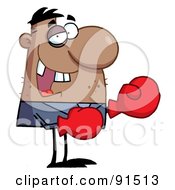 Royalty Free RF Clipart Illustration Of An African Boxer Businessman With A Black Eye And Missing Teeth