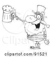 Poster, Art Print Of Outlined Leprechaun Toasting And Holding Up Beer
