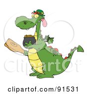 Poster, Art Print Of Dragon Leprechaun Holding A Mace And Pot Of Gold