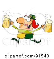 Poster, Art Print Of Female Leprechaun Running With Beers