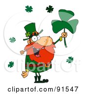 Poster, Art Print Of Male Leprechaun Holding Up A Clover