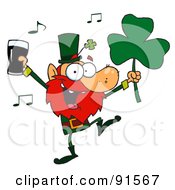 Poster, Art Print Of Dancing Leprechaun Holding A Clover And Beer