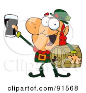 Poster, Art Print Of Leprechaun Toasting With A Glass And Carrying A Keg