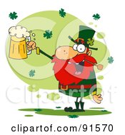 Toasting Leprechaun Holding Up A Pint Of Beer