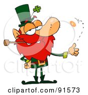 Poster, Art Print Of Leprechaun Smoking A Pipe And Flipping A Gold Coin