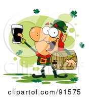 Poster, Art Print Of Leprechaun Toasting Carrying A Keg And Toasting With A Glass