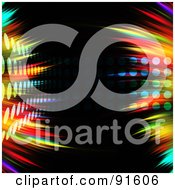Royalty Free RF Clipart Illustration Of A Colorful Feathered Fractal And Halftone Background Over Black