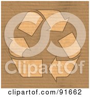 Poster, Art Print Of Recycle Symbol Centered Over Corrugated Cardboard