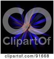 Royalty Free RF Clipart Illustration Of A Blue Fractal Burst With A Colorful Center Over Black