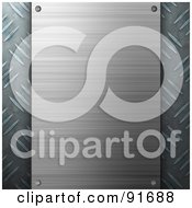 Royalty Free RF Clipart Illustration Of A Dark Brushed Aluminum Plaque Over Diamond Plate