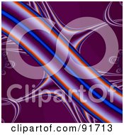 Royalty Free RF Clipart Illustration Of A Purple Blue And Red Line Flowing Through A Purple Background