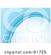 Royalty Free RF Clipart Illustration Of A Blue Horizontal Halftone Curve Background With Text Space