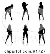 Poster, Art Print Of Digital Collage Of Six Sexy Black Female Silhouettes