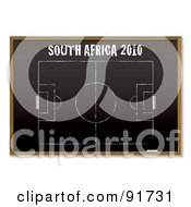 Royalty Free RF Clipart Illustration Of A Soccer Field Drawn On A South Africa 2010 Chalk Board by michaeltravers