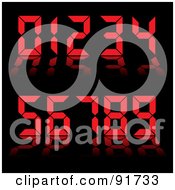 Royalty Free RF Clipart Illustration Of A Collage Of Red Digital Clock Numbers On Black by michaeltravers