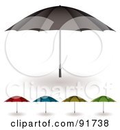 Royalty Free RF Clipart Illustration Of A Digital Collage Of Colorful Umbrella Icons With Shadows by michaeltravers