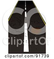 Royalty Free RF Clipart Illustration Of A Large Pot Hole In A Cracking Roadway