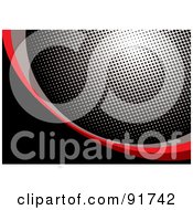 Royalty Free RF Clipart Illustration Of A Black And White Halftone Curve With Red On Black by michaeltravers