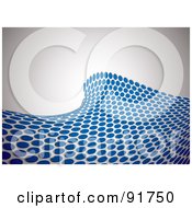 Royalty Free RF Clipart Illustration Of A Dark Blue Wave Of Halftone Dots Over Gray