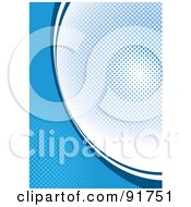 Royalty Free RF Clipart Illustration Of A Blue Vertical Halftone Curve Background With Text Space