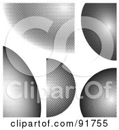 Digital Collage Of Grayscale Halftone Curve Design Elements