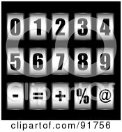 Poster, Art Print Of Digital Collage Of 3d Black And White Ticker Counter Digits And Symbols
