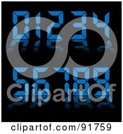 Royalty Free RF Clipart Illustration Of A Collage Of Blue Digital Clock Numbers On Black by michaeltravers
