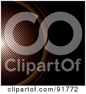 Royalty Free RF Clipart Illustration Of A Round Orange Halftone Section On Black by michaeltravers
