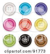 Royalty Free RF Clipart Illustration Of A Digital Collage Of Nine Colorful Sewing Buttons by michaeltravers