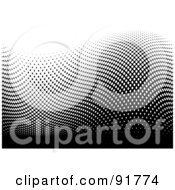 Royalty Free RF Clipart Illustration Of A Black And White Wave Of Halftone Dots by michaeltravers