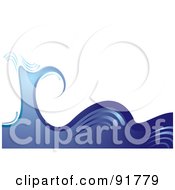 Royalty Free RF Clipart Illustration Of A Blue Splash On The Surface Of Waves by michaeltravers