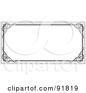 Poster, Art Print Of Blank White Text Box With A Gray Border And Black Swirl Corners