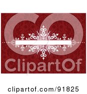 Royalty Free RF Clipart Illustration Of A White Burst Banner Over A Red Floral Pattern Background