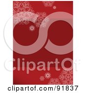 Poster, Art Print Of Red Vertical Holiday Background With Snowflakes And Text Space