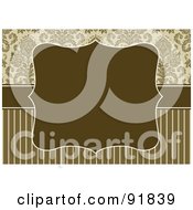 Royalty Free RF Clipart Illustration Of A Blank Brown Text Box Over Stripes And Damask Designs by BestVector