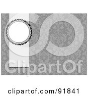 Royalty Free RF Clipart Illustration Of A Blank Ribbon Text Box Over A Gray Floral Background by BestVector