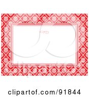 Poster, Art Print Of Invitation Template Background With A Red And White Damask Pattern