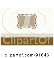 Poster, Art Print Of Blank Tan Text Box Over A Faint Damask Pattern And Brown Lines