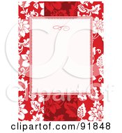 Poster, Art Print Of Blank Text Box Over A Red Tropical Floral Background