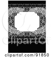 Poster, Art Print Of Blank Text Box Over A Gray And Black Floral And Stripe Background