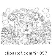 Royalty Free RF Clipart Illustration Of A Black And White Owl Coloring Page Outline by Alex Bannykh