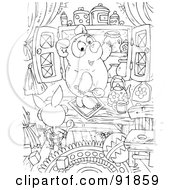 Royalty Free RF Clipart Illustration Of A Black And White Pig Bear And Honey Coloring Page Outline